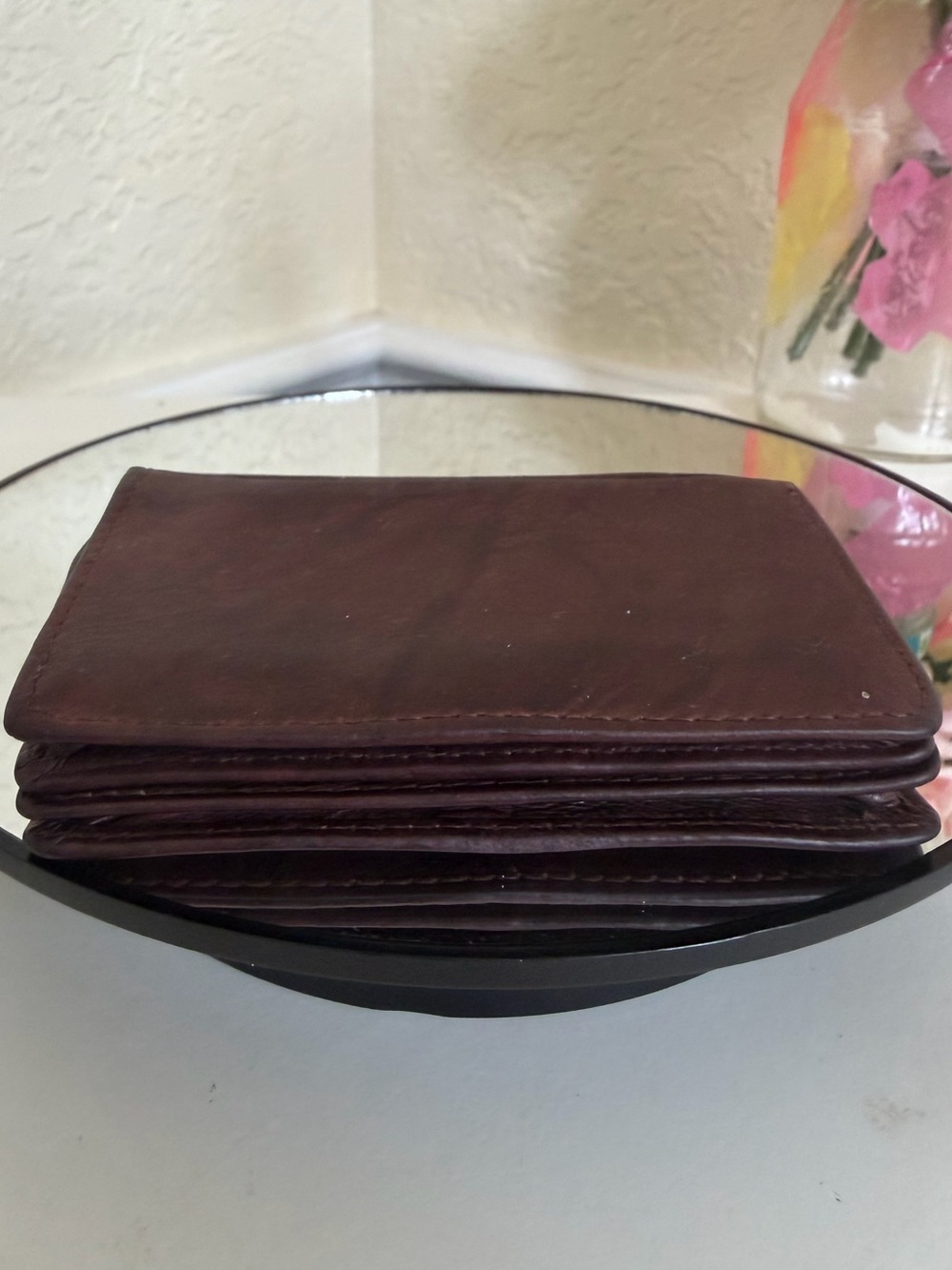 Distressed Rugged Soft Genuine Leather Bifold Compact Wallet ID Card Window - Picture 10 of 14